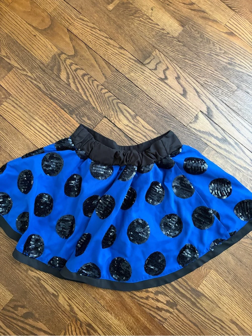 Justice Girl's Size 12 Blue Black Sequin Polka Dot Skirt